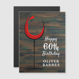 Rustic Wood Red Vin Glass 60:e födelsedagen