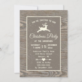 Rustic Wood Reindeer Land Beige jul Party Inbjudningar