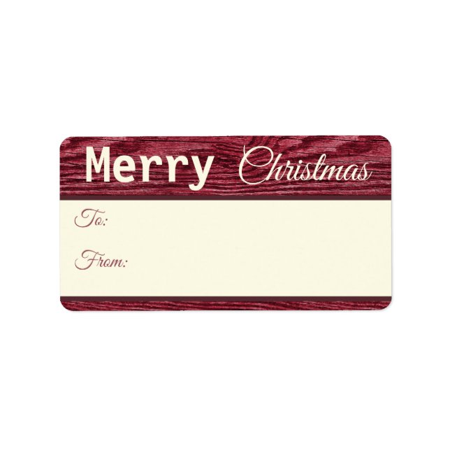 Rustic Wood Reindeer Red God jul Gift Märkre Adressetikett (Framsidan)