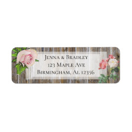 Rustic Wood Returetiketter Vit ros Returadress Etikett