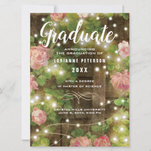 Rustic Wood Ro Blommigt String Ljus Studenten Meddelande