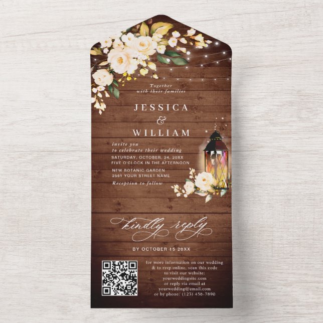 Rustic Wood  Ro Bröllop QR-kod (Insida)
