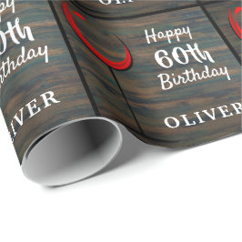 Rustic Wood Röd Vin 60-årsdag Presentpapper