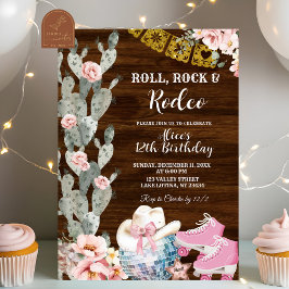 Rustic Wood Roll, rock and rodeo birthday Inbjudningar
