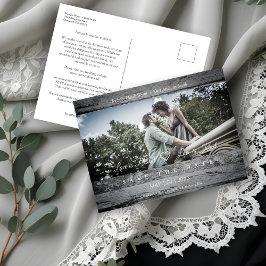 Rustic Wood Romantic Photo Engaged lite Bröllop Vykort