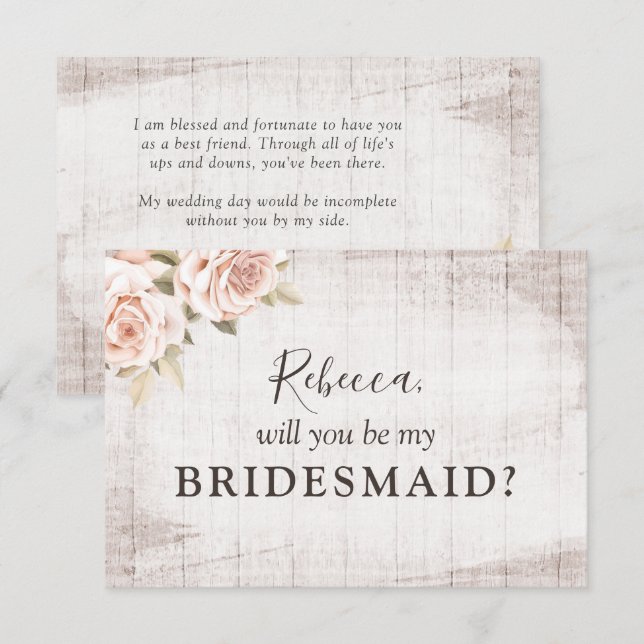 Rustic Wood Romantic Ro Brudens sida Frieri Inbjudningar (Fram/baksida)