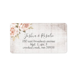 Rustic Wood & Romantic Ro Shabby chic Blommigt Adressetikett
