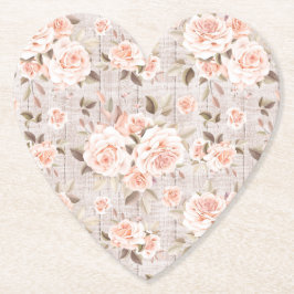 Rustic Wood & Romantic Ro Shabby chic Bröllop Underlägg Papper