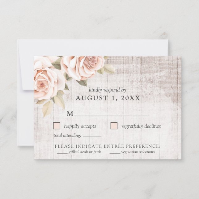 Rustic Wood & Romantic Ro Shabby chic OSA kort (Framsida)