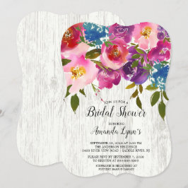 Rustic Wood Rosa Flowers Inbjudningskort för möhip
