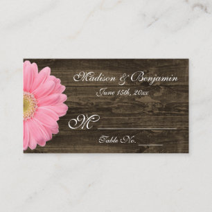 Rustic Wood Rosa Gerber Daisy Bröllop Place Cards Placeringskort