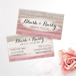 Rustic Wood Rosa Ombre Shabby Cottage Chic Visitkort