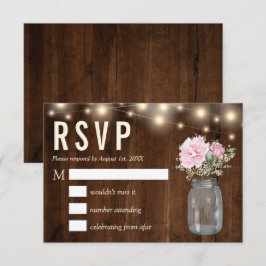 Rustic Wood Rosa Peony Blommigt Mason | OSA KORT