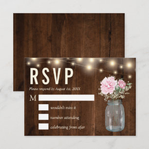 Rustic Wood Rosa Peony Blommigt Mason OSA KORT