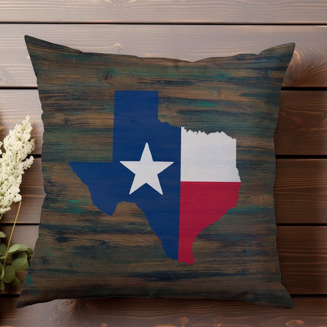 Rustic Wood Rött vitt blått Texas Add Namn Kudde (Skapare uppladdad)