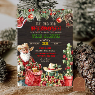 Rustic Wood Santa Hoedown Helgdag jul Party Inbjudningar