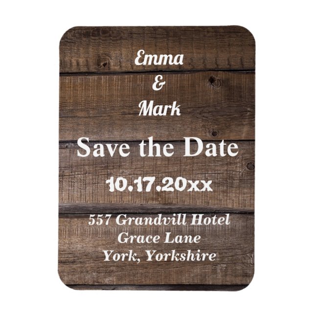 Rustic Wood Save the Date Magnetic Magnet (Vertikal)