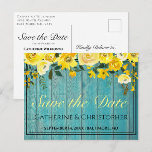 Rustic Wood Save the Date Ro Blommigt Notification Vykort