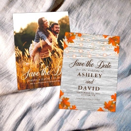 Rustic Wood Save the Date String Ljus Photo Card Spara Datumet