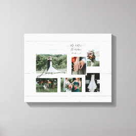 Rustic Wood Script Bröllop Collage 6-foton Canvastryck