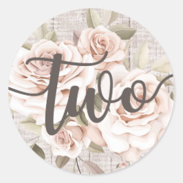 Rustic Wood & Shabby chic Ro 2:a födelsedagen Part Runt Klistermärke