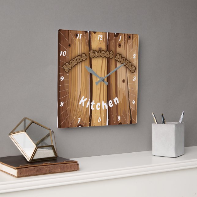 Rustic Wood Sign Fyrkantig Klocka (Kontor)