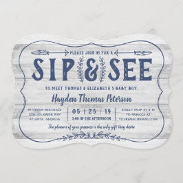 Rustic Wood Sip och See Baby Shower-inbjudan Inbjudningar