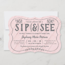 Rustic Wood Sip och See Baby Shower-inbjudan Inbjudningar