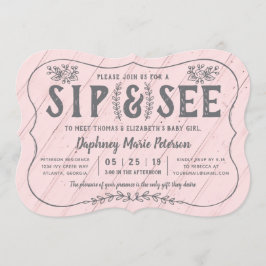 Rustic Wood Sip och See Baby Shower-inbjudan Inbjudningar