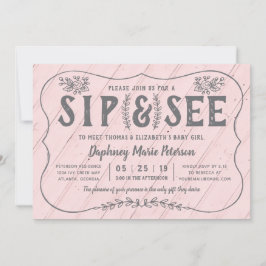 Rustic Wood Sip och See Baby Shower-inbjudan Inbjudningar