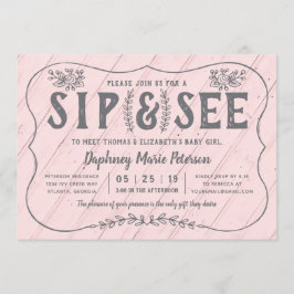 Rustic Wood Sip och See Baby Shower-inbjudan Inbjudningar