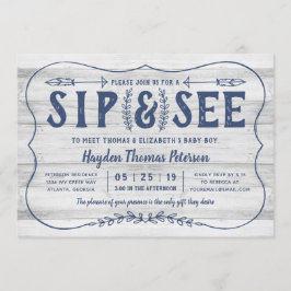 Rustic Wood Sip och See Baby Shower-inbjudan Inbjudningar