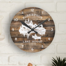 Rustic Wood Sjö House Scene Family Namn