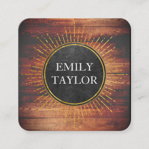 Rustic Wood Slate Struktur Ray Inslag Fyrkantigt Visitkort