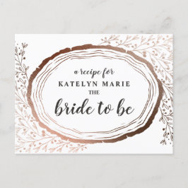 Rustic Wood Slice Copper Bride to be Recept Card Meddelande Vykort