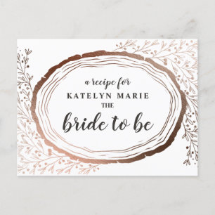 Rustic Wood Slice Copper Bride to be Recept Card Meddelande Vykort