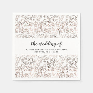 Rustic Wood Slice Copper Foil Bröllop Monogram Pappersservett