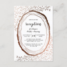Rustic Wood Slice Copper Foil Wedement Reception Inbjudningar