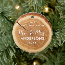 Rustic Wood Slice Första julen första marktyr