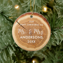 Rustic Wood Slice Första julen första marktyr Julgransprydnad Keramik