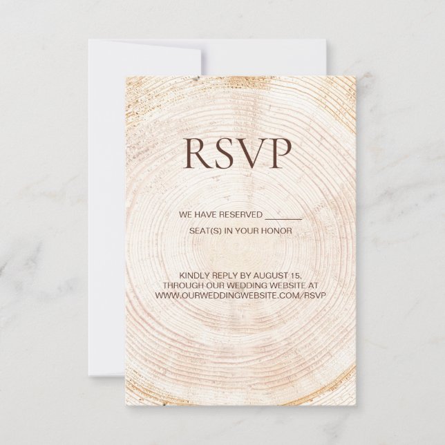 Rustic Wood Slice Tree Ring Wedding reserved seats OSA Kort (Framsida)
