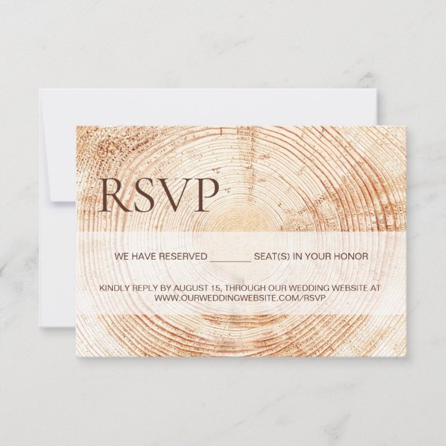 Rustic Wood Slice Tree Ring Wedding reserved seats OSA Kort (Framsida)