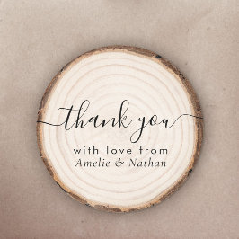 Rustic Wood Slice Wedding Thank You Runt Klistermärke