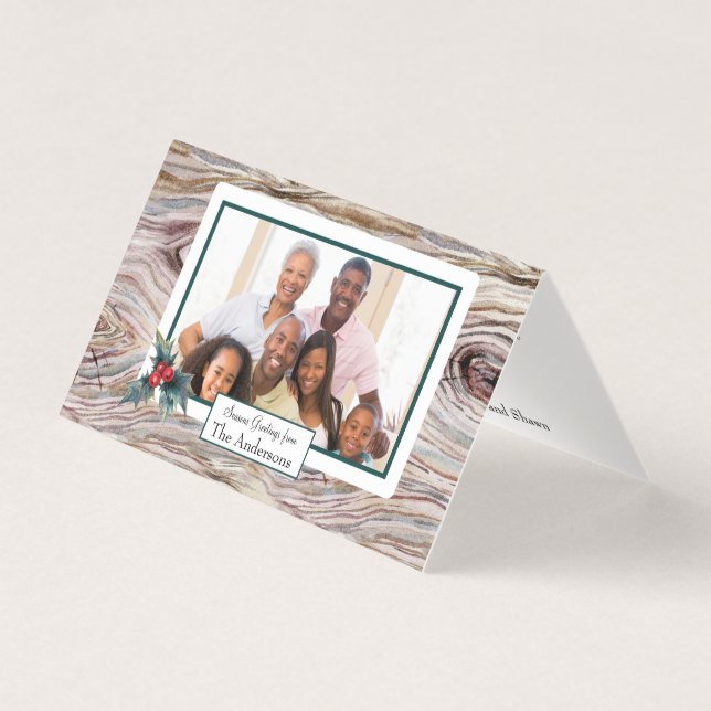 Rustic Wood Small Folded Helgdag Photo Card Kort (Framsida)