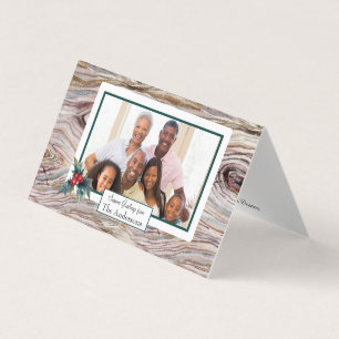Rustic Wood Small Folded Helgdag Photo Card Kort