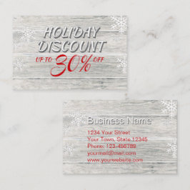 Rustic Wood Snöflingor Festive Red Script Rabattkort