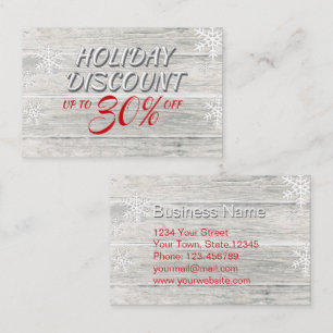 Rustic Wood Snöflingor Festive Red Script Rabattkort