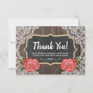 Rustic Wood & Snöre Blommigt Chalkboard Tack Kort