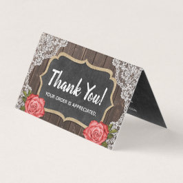 Rustic Wood & Snöre Blommigt Chalkboard Tack Kort