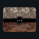 Rustic Wood & Snöre Bröllop spara datum Magnet<br><div class="desc">Rustic Wood & Snöre Monogram Spara datumet. Bröllop. Modern teckensnitt. Magnet.</div>
